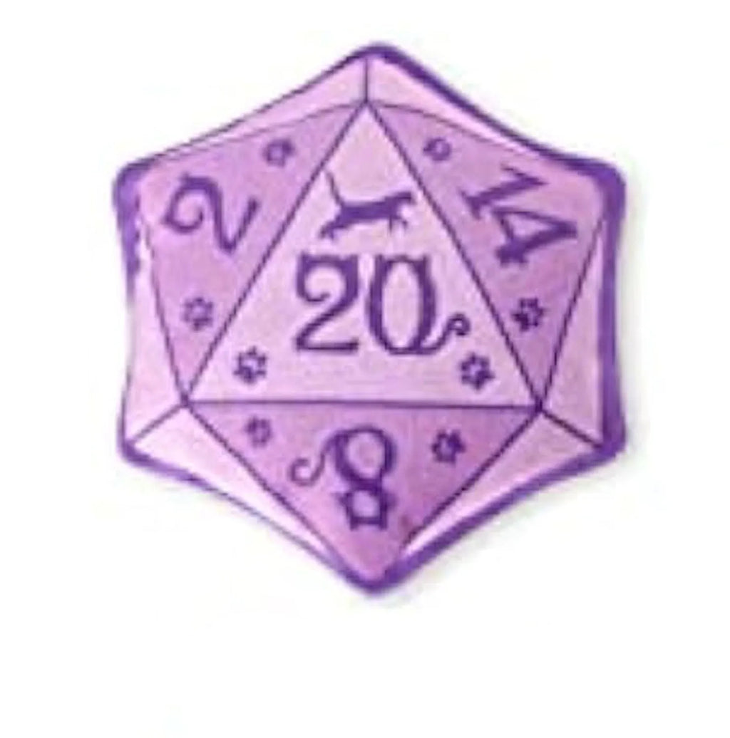 Blue dice-shaped plush cat toy with DND styling containing organic catnip for feline play