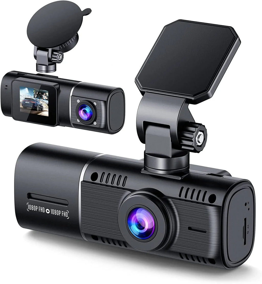 Standard black 1080p car dashcam with 1.5-inch screen for front and rear vehicle recording