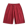 Women's cropped wide-leg shorts in mid-waist workwear style with micro-elastic fabric