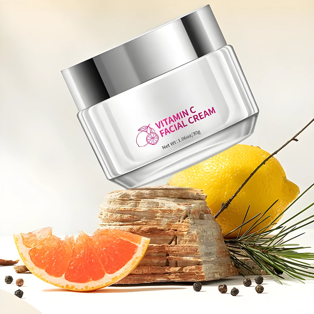 Vitamin C Face Cream in 6×6×5.2cm jar containing 30g brightening moisturiser
