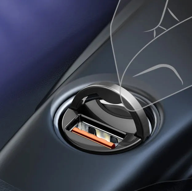 Baseus electro-optical grey 30W car charger with 1 metre cable and USB connector