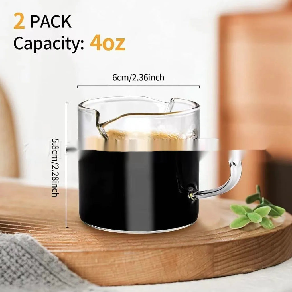 White transparent glass coffee cup with double mouth design
