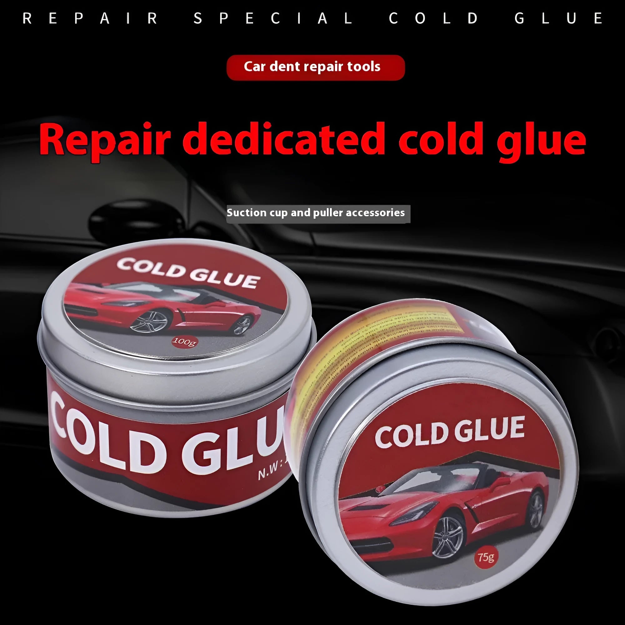 Automobile repair cold glue container for car dent and depression repairs