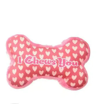 Plush dental toy for dogs with bite-resistant construction and vocalisation sounds in four colour options