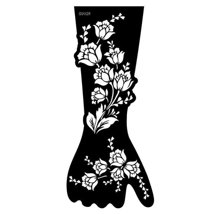 Set of geometric hollow template tattoo stickers showing 3D paper carving detail on sample designs.