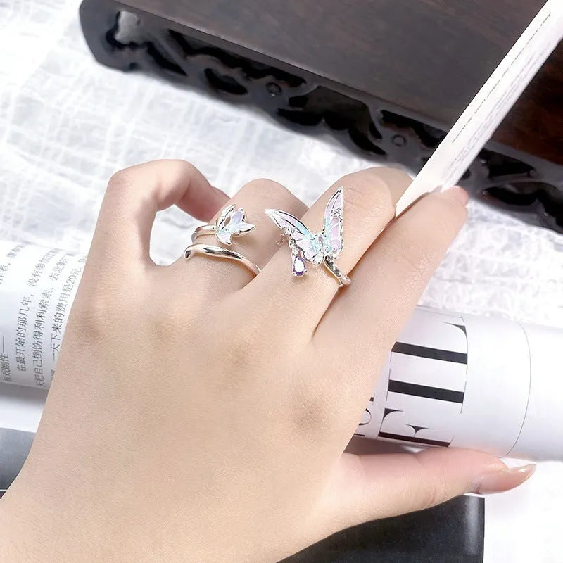 Copper insect fashion ring with adjustable opening and drip oil colour finish