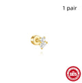 S925 sterling silver geometric flat column thread ear bone studs in a gold electroplated finish.