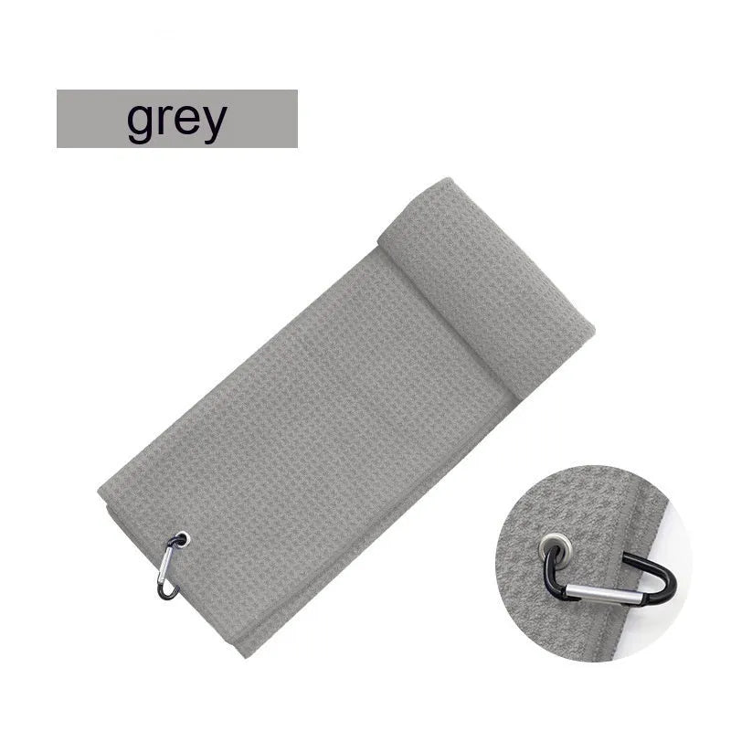 Waffle-textured golf ball cleaning cloth shown in a choice of colours and sizes.