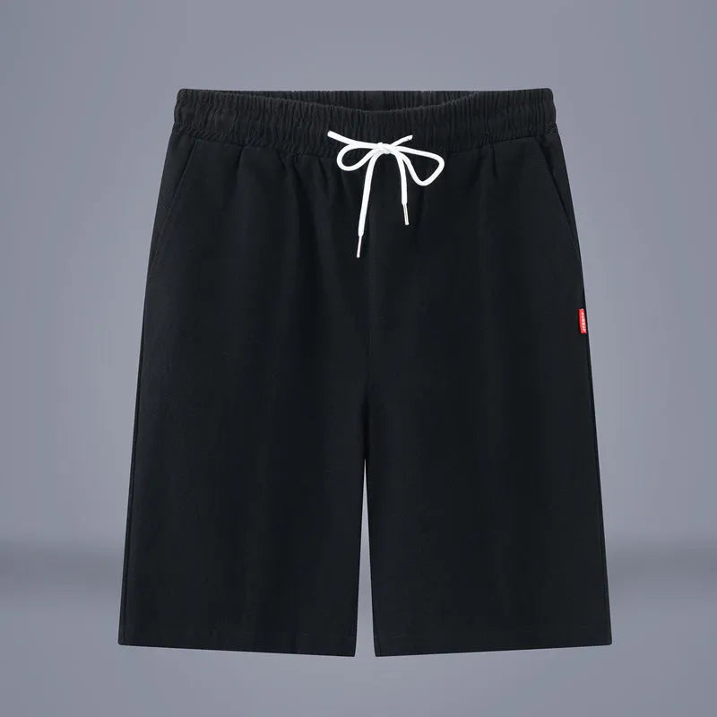 Cotton linen cropped summer trousers in a solid colour with a drawstring waist, shown in a casual Chinese-style fit.