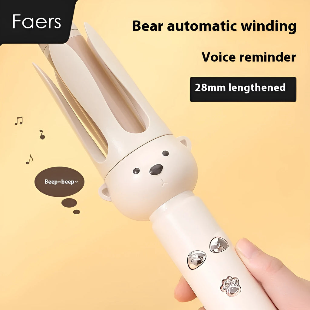 Beige anion automatic hair curler with FS-H208 negative ion technology and multiple plug options
