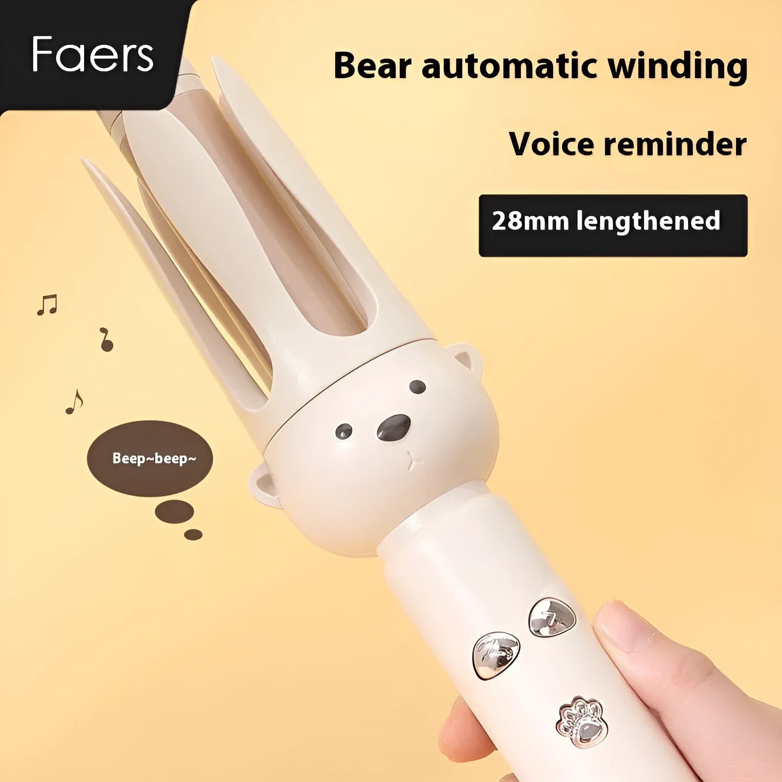 Beige anion automatic hair curler with FS-H208 negative ion technology and multiple plug options