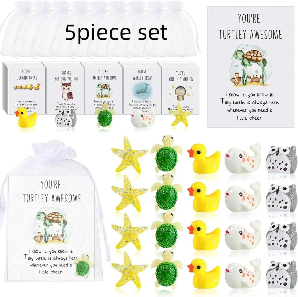 Resin greeting cards with pun designs and inspirational quotes in pocket-sized format