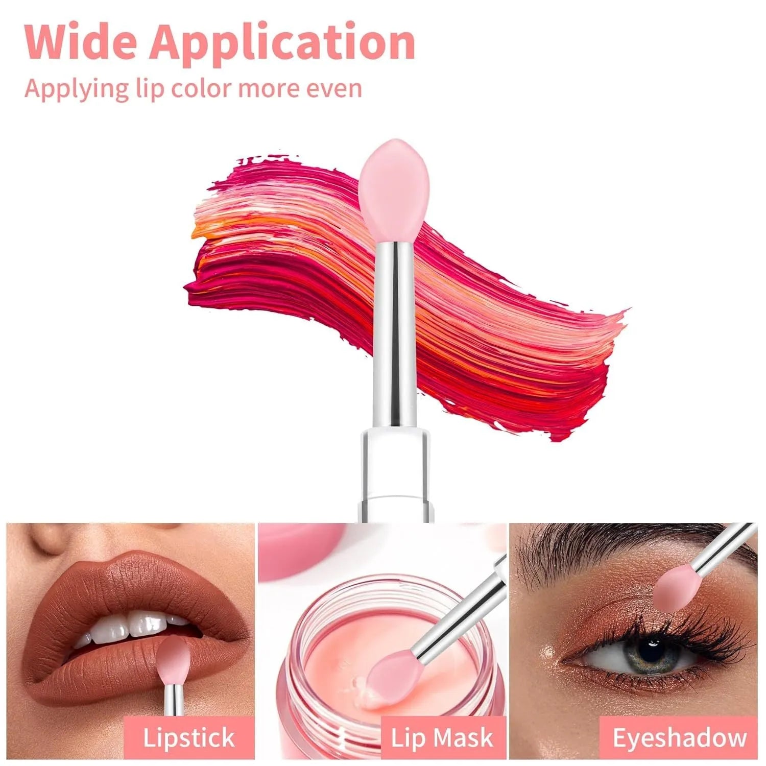 Reusable silicone lip brush with protective cap in one of eight colour options