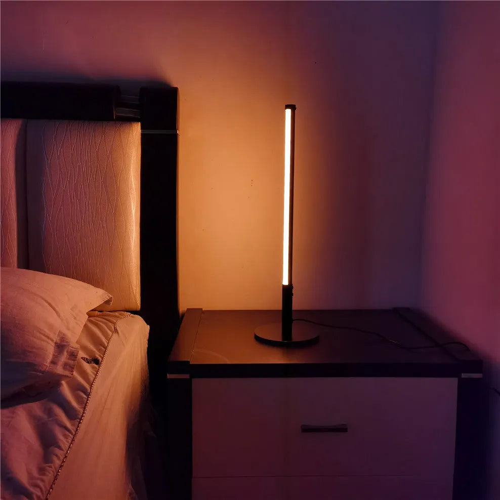 Black retro aluminium alloy atmosphere lamp with warm white and RGB lighting modes.