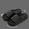 Leaf texture design EVA slippers for men and women in assorted colours on a white background.