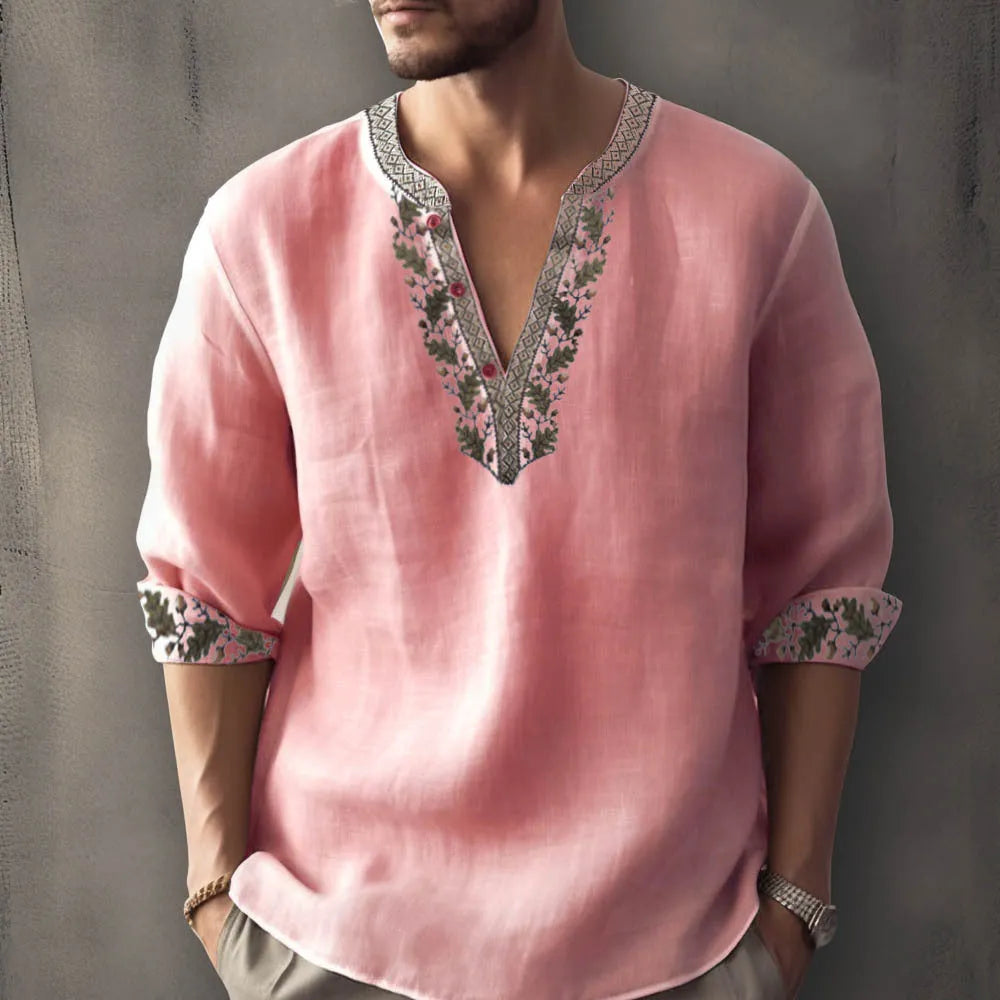 British style bamboo hemp summer shirt with striped pattern in multiple colour options