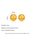 Stainless steel ball stud earrings with geometric design in gold or silver finish.