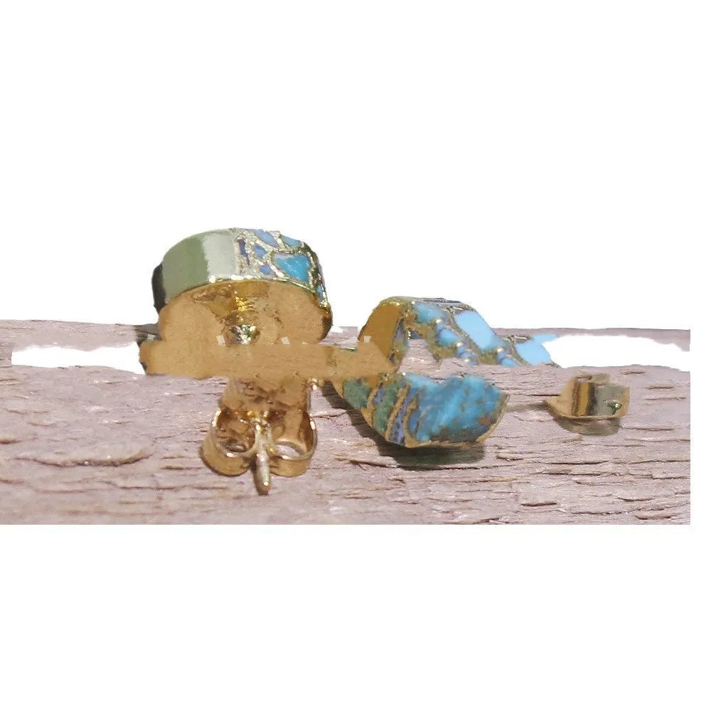 A pair of simple stud earrings with irregularly shaped natural stone beads in colour ER1031.