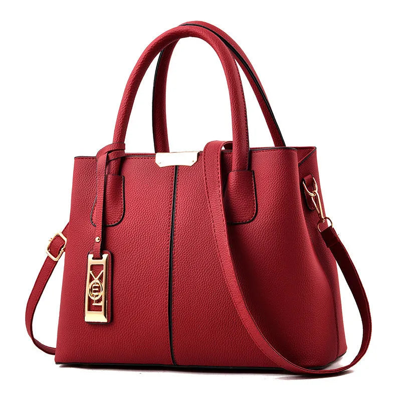 Soft PU large capacity square shoulder bag for women in a selection of colours including plaid.