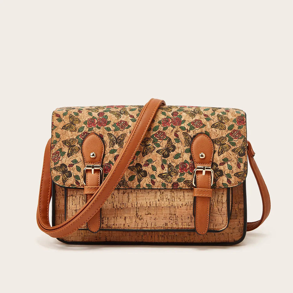 Women's printed PU crossbody bag in large capacity design with adjustable single strap