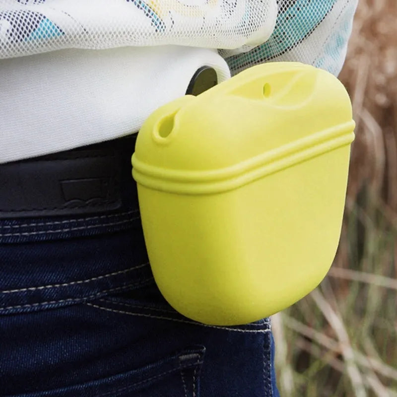 Silicone dog treat waist bag with magnetic closure and belt clip in multiple colour options