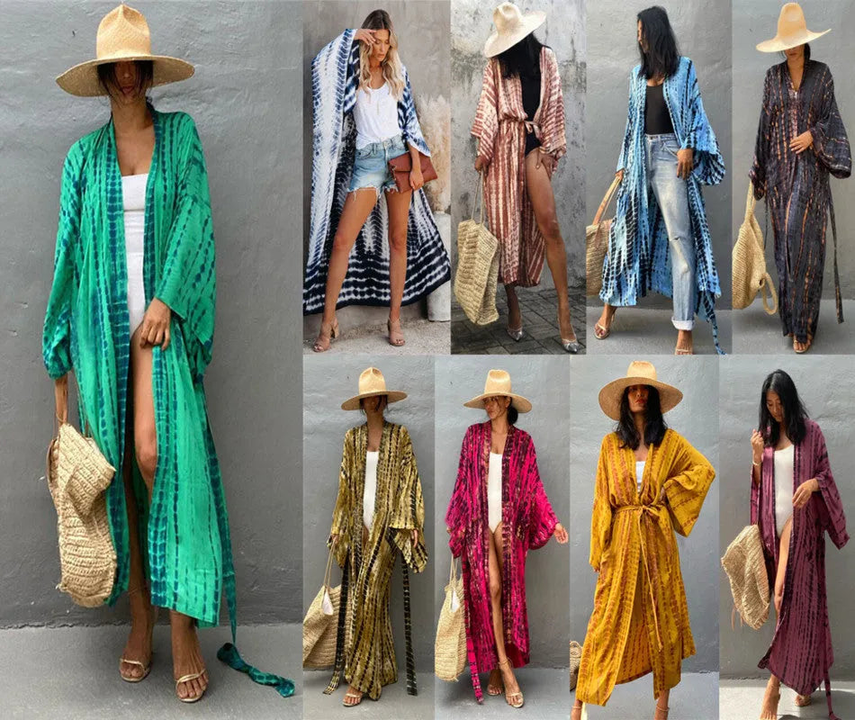 Loose printed cotton bikini cover up shirt in various colours for beach sun protection