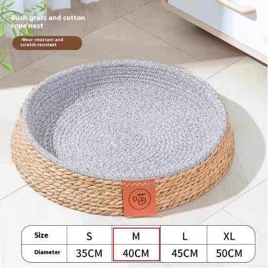 Natural rattan cat bed available in four different sizes for cats