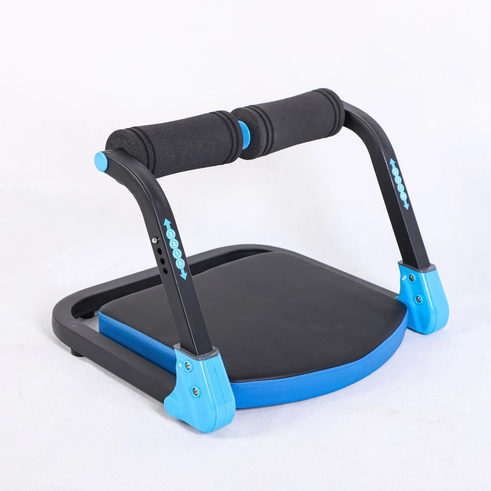 Mini abdominal fitness device in red or sky blue for portable core training
