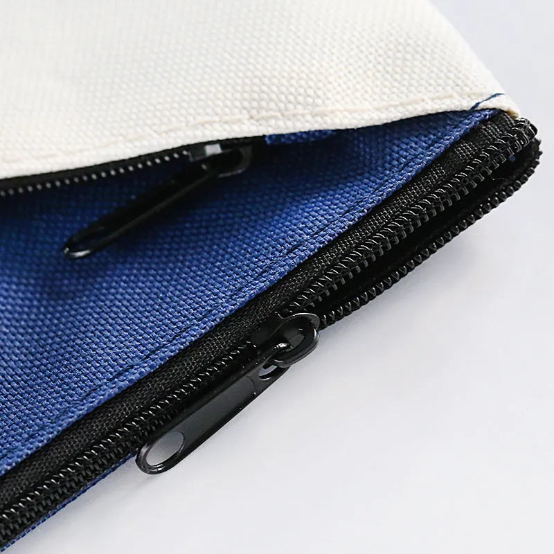 Blue Oxford cloth double-layer document bag with zipper, showing size of 320mm by 250mm.