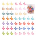 Set of 50 glitter mini butterfly hair claw clips in assorted colours on white background