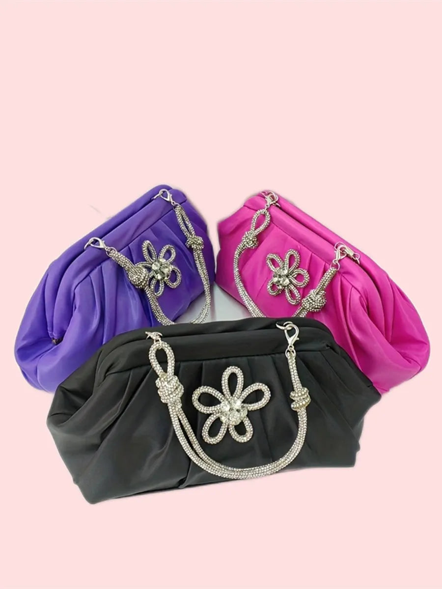 Women's lavender purple crossbody messenger bag with shell shape and chain decoration