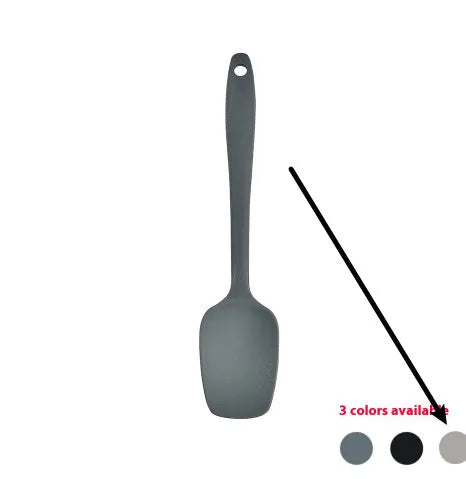 12-piece silicone kitchenware set with rotating storage bucket in black, including spatula, spoons and cooking utensils