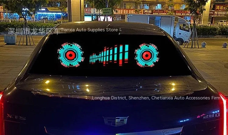 90x25cm car music voice control rhythm lamp with electroluminescent panel showing synchronised lighting patterns