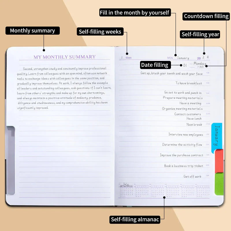 PU leather notebook with elastic strap closure in purple colour with thread binding and wood-free paper pages