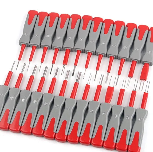 25-piece car terminal removal tool set with coloured extractor needles in 445mm storage case
