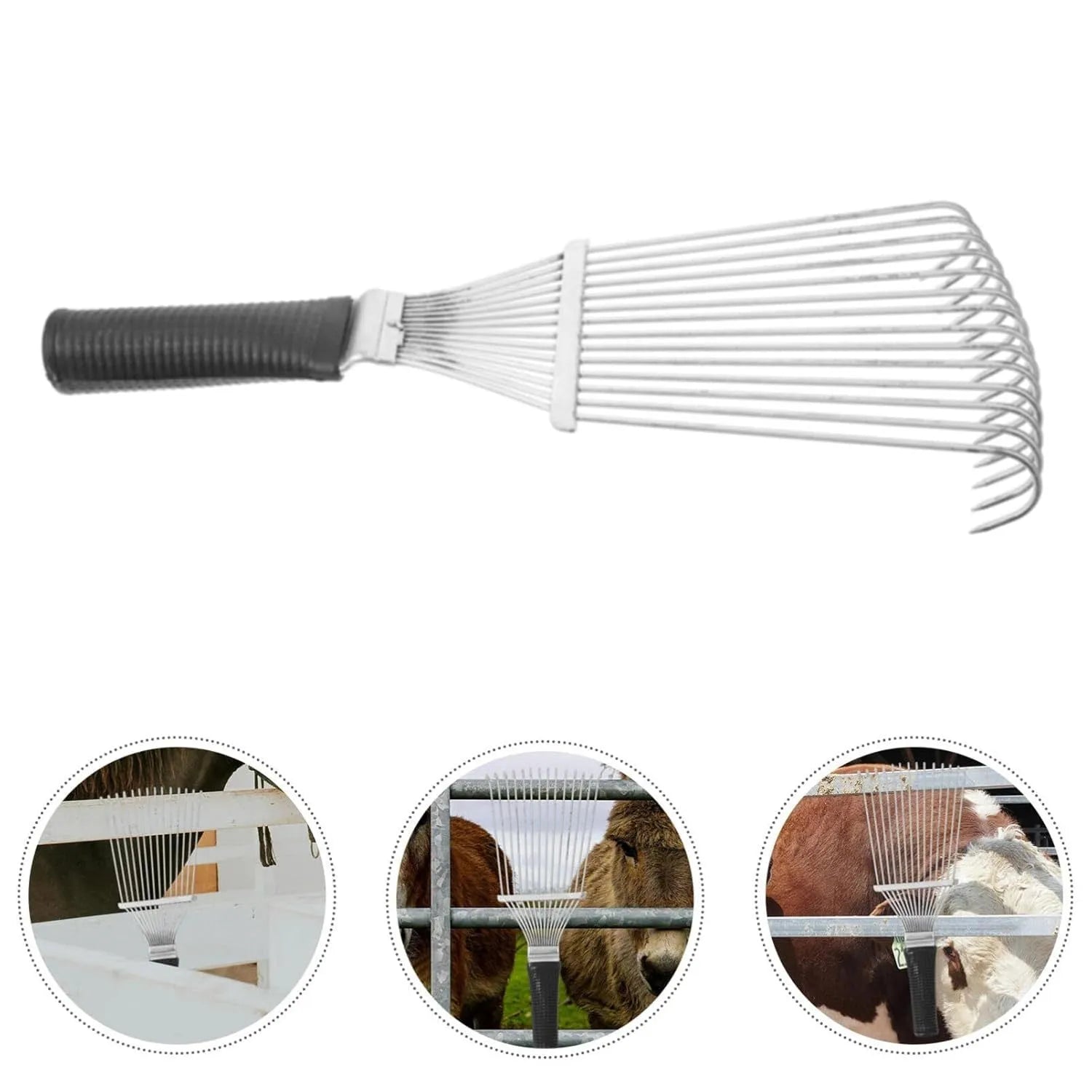 Stainless steel dematting brush rake comb for grooming horses, dogs and livestock