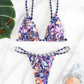 Women's floral printed polyester triangle bag swimsuit briefs style