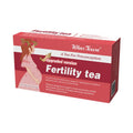 A box of fertility tea containing 30 individual herbal tea bags for preconception support.