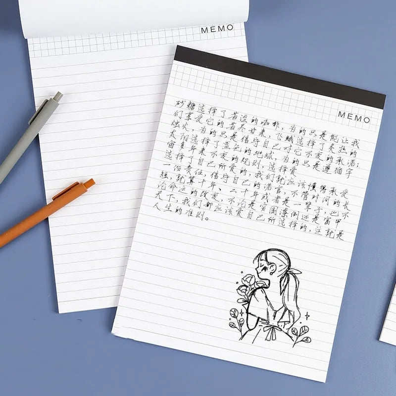 A4 tearable notebook with grid-patterned pages for meeting minutes