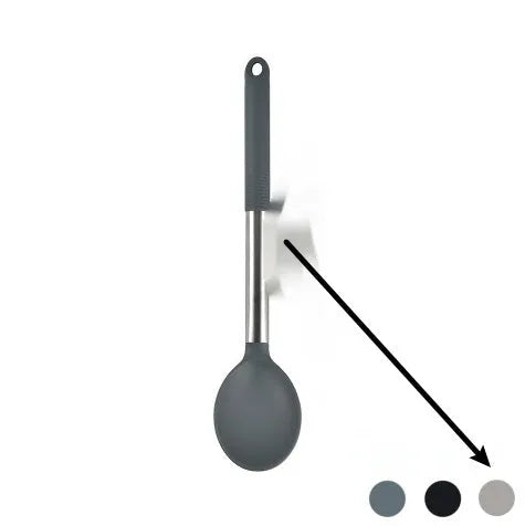 12-piece silicone kitchenware set with rotating storage bucket in black, including spatula, spoons and cooking utensils