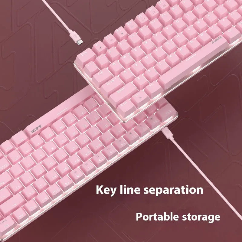 82-key mechanical gaming keyboard with white backlight and metal case