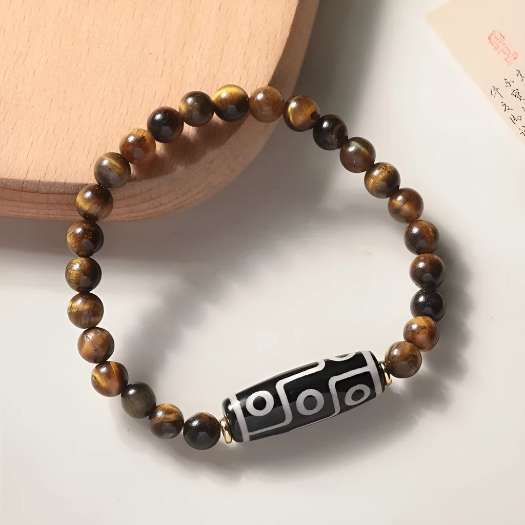 Ethnic style single circle beaded Buddha rosary bracelet shown in different bead sizes on a wrist.