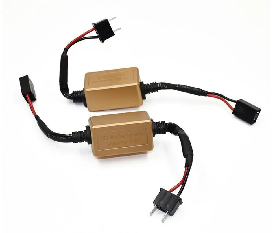 Black alloy Canbus decoder for H4 H7 H11 LED car headlights with plug connections