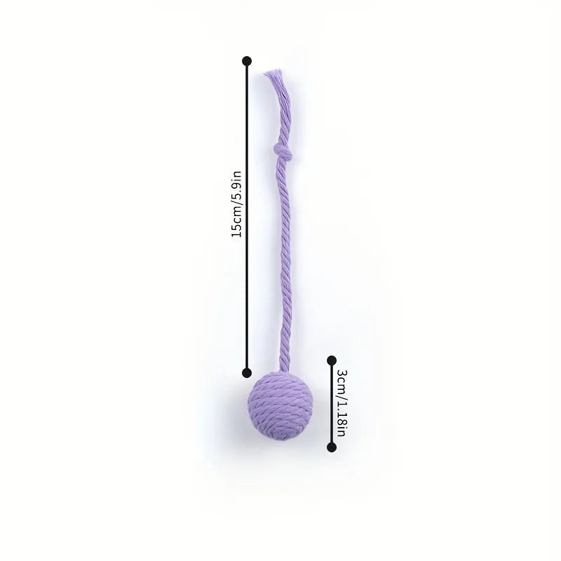 Green cat toy ball with a built-in rope and bell in a 6cm size.