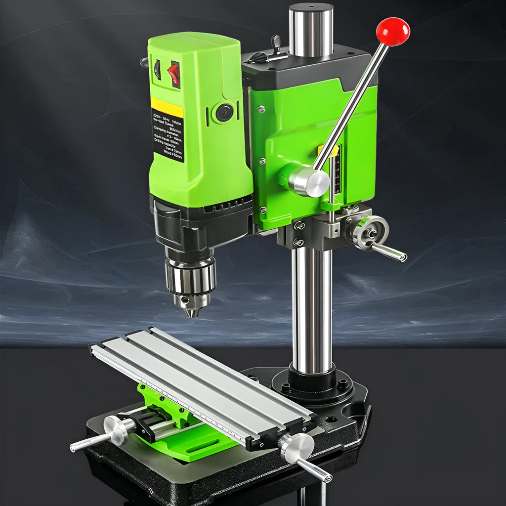 1050W mini bench drill milling machine with cross bench pliers on a workbench