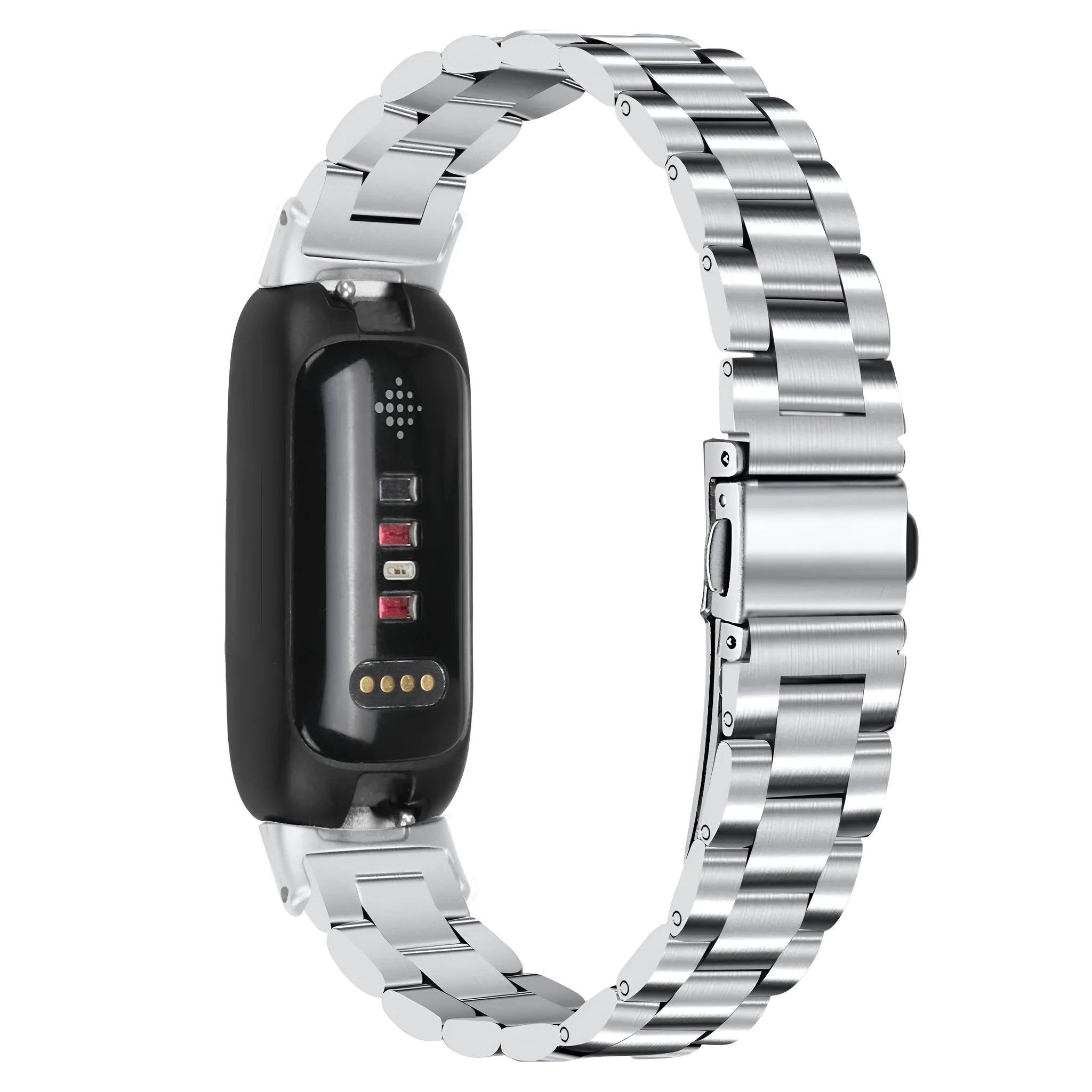 Stainless steel three-bead watch strap for Fitbit Inspire3 in multiple colour options
