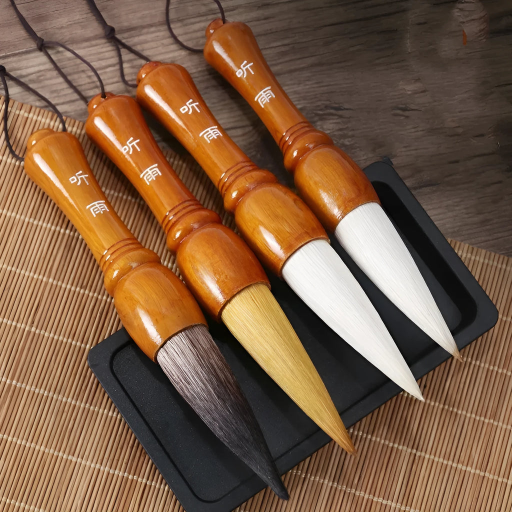 Large traditional Chinese painting wrist brush with wolf or sheep hair bundle for calligraphy and ink art.