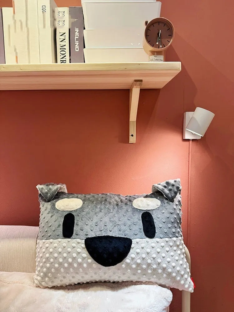 Grey Schnauzer print rectangular pet cushion measuring 50 cm long, soft filled with PP cotton.