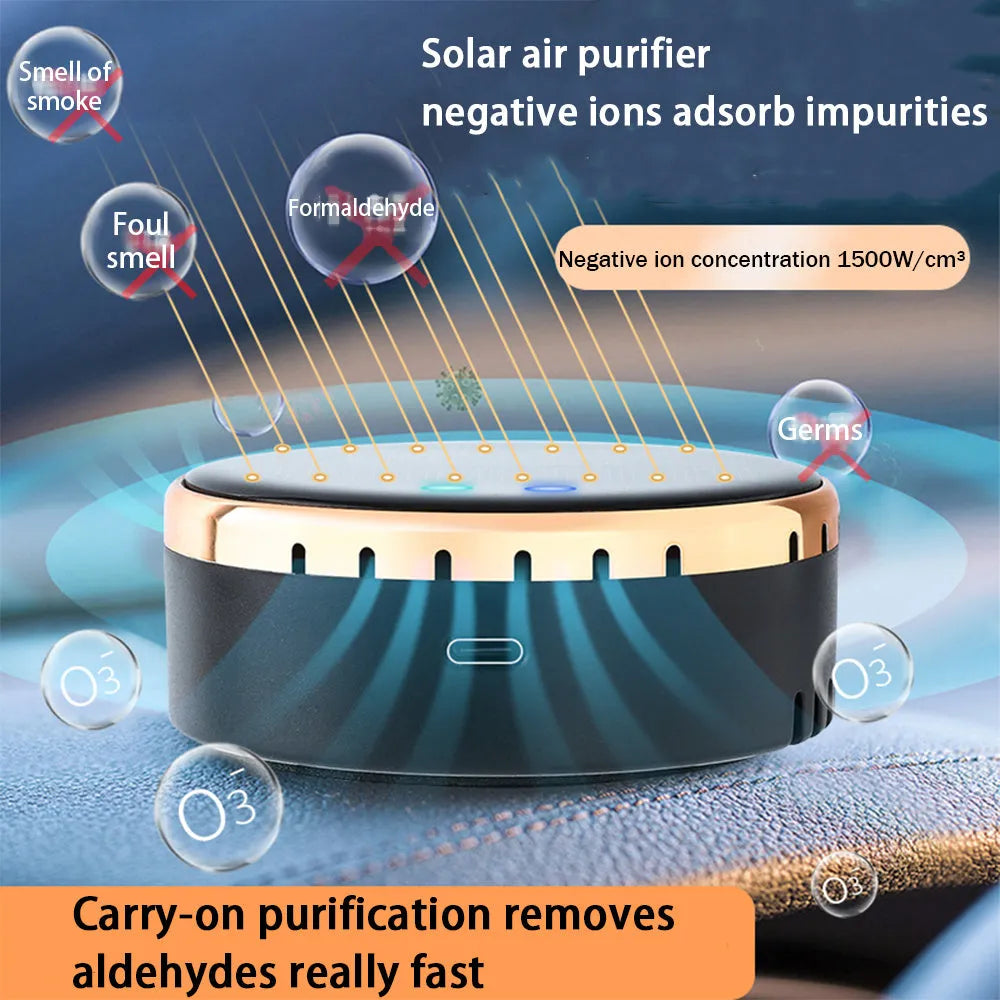 Solar-powered car air humidifier mounted at vehicle air conditioning outlet