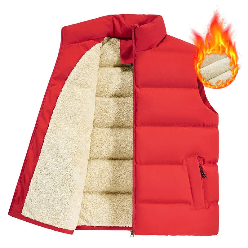Men's striped lambswool vest in black, dark blue, or red for autumn and winter wear